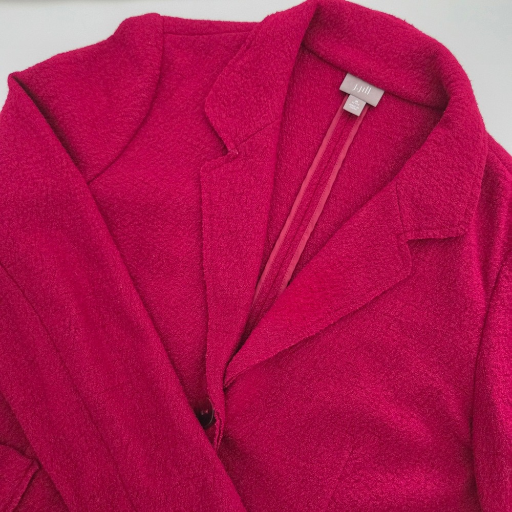 J. Jill Petite Blazer Jacket Crimson Red Wool Blend womens size MP‎ M Petite